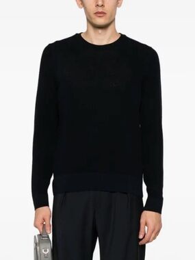 Sandro Navy Crewneck Sweater - Minimalist Knit
